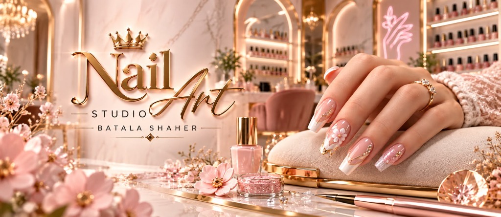 Nail Art Studio Batala Shaher - Luxury Nail Salon & Master Academy with 3D Floral Nails, Gold Accents and Plush Salon Interior